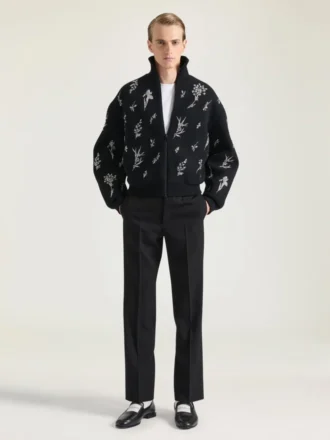 Maßgeschneiderte Hose mit geradem Bein aus Wolle und Mohair