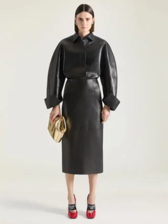 Midi-Bleistiftrock aus Leder