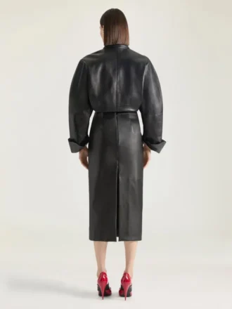 Midi-Bleistiftrock aus Leder