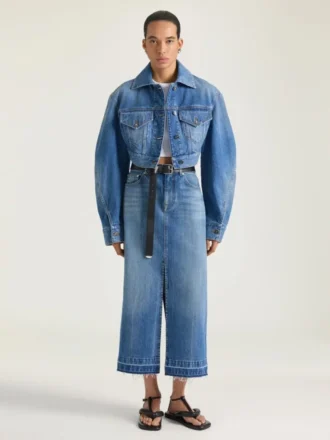 Midi-Hosenrock aus mittelblauem Denim