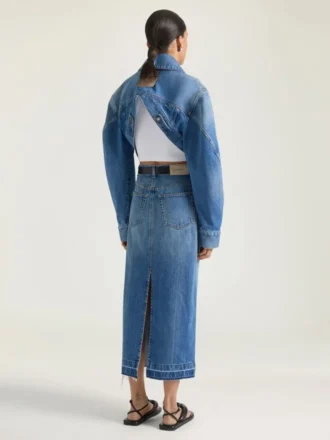 Midi-Hosenrock aus mittelblauem Denim