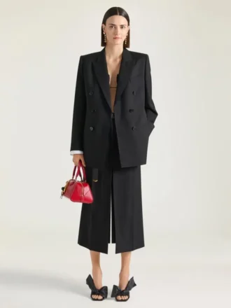 Zweireihige Jacke mit Schlitzen aus Wolle und Mohair