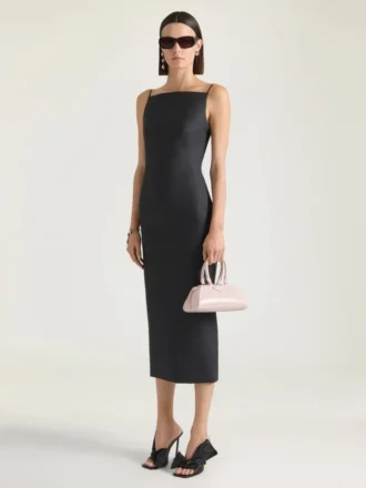 Midi-Kleid mit Schlitz aus Wolle