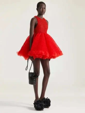 Mini-Babydoll-Kleid mit Nylon-Rüschen