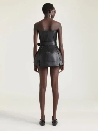 Mini-Bustier-Biker-Kleid aus Leder