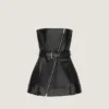 Mini-Bustier-Biker-Kleid aus Leder