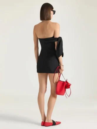 Mini-Bustierkleid aus Wolle und Mohair mit Schleife