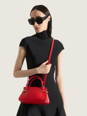 Mini-Pinch-Tasche aus Leder