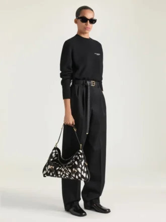 Mittlere Voyou Bag aus Leder in Pony-Optik mit Animal-Print