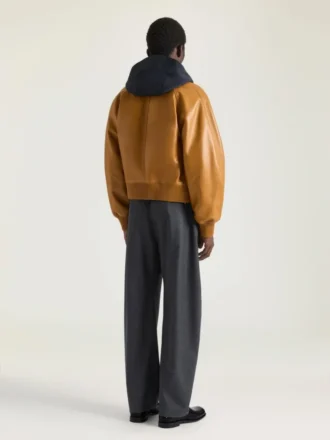 Raglan-Blouson aus Leder mit Couture-Naht