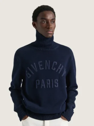 Rollkragenpullover aus Baumwolle mit Givenchy Paris-Stickerei