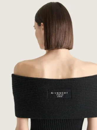 Schulterfreies Minikleid aus Wolle