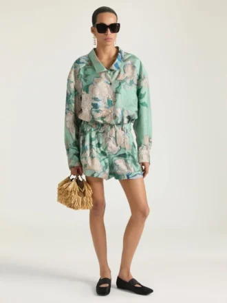 Shorts aus Seide mit Rosenprint