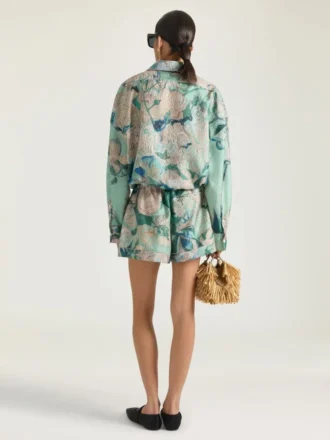 Shorts aus Seide mit Rosenprint