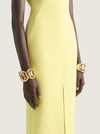 Skulpturaler Kristall-Armreif aus Metall und Kristallen