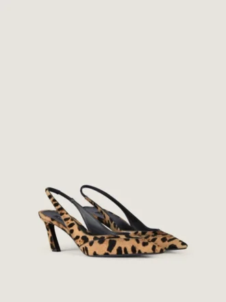 Spiky Slingbacks aus Pony-Effekt-Leder mit Leopardenmuster