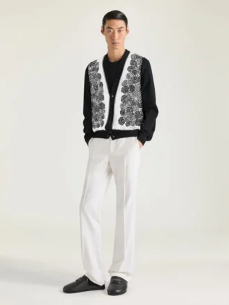 Strickjacke aus Baumwollstrick mit Blumenprint