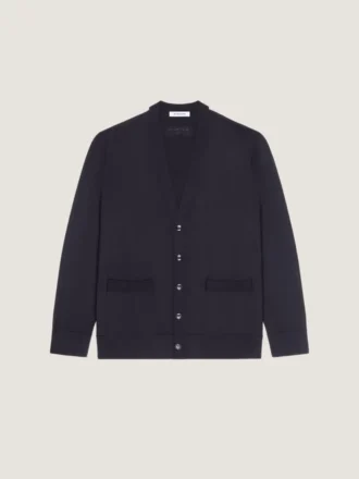 Strickjacke aus Wolle mit Grosgrain-Details