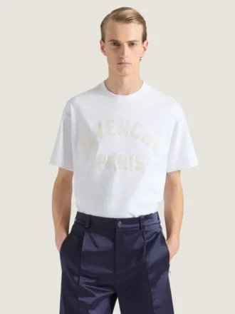 T-Shirt aus Baumwolle mit Givenchy Paris-Stickerei