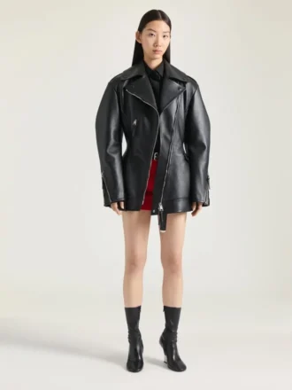 Taillierte Bikerjacke aus Leder