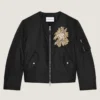 Verzierte Couture-Bomberjacke mit Nahtdetails aus Nylon