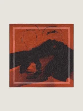 Zweilagiges Tuch aus Seidengeorgette mit surrealistischem Druck