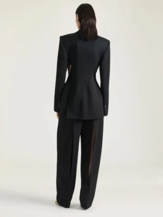 Zweireihige Jacke mit Schlitzen aus Wolle