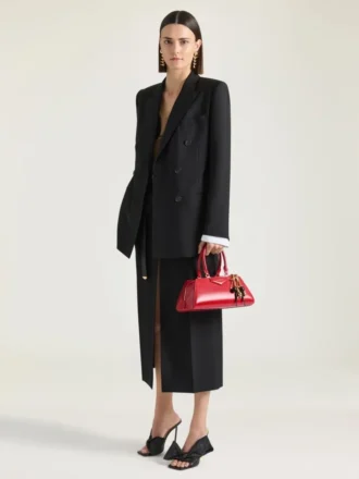 Zweireihige Jacke mit Schlitzen aus Wolle und Mohair